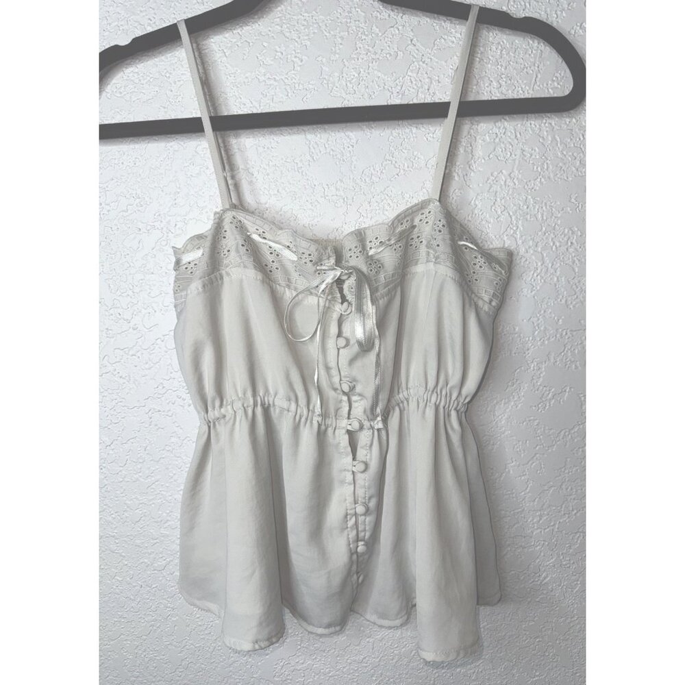 American Eagle Summer Top Spaghetti Straps Off White Fit And Flare Crop Small E